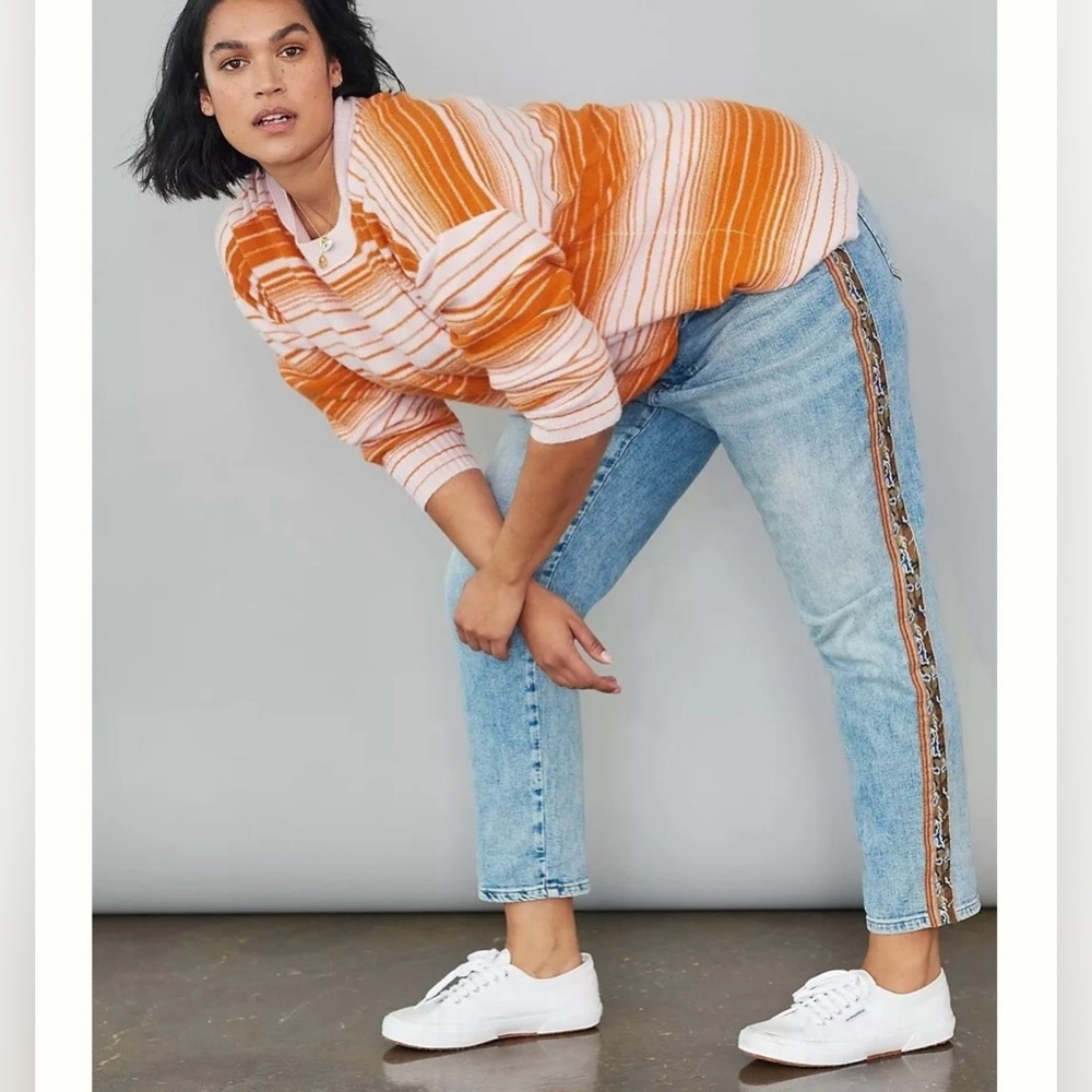 Pilcro Light Blue Jeans with Embroidered Stripes